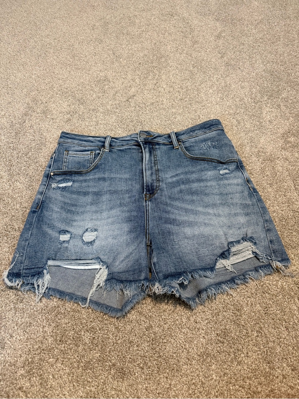 Risen Distressed Blue Denim Women’s Shorts